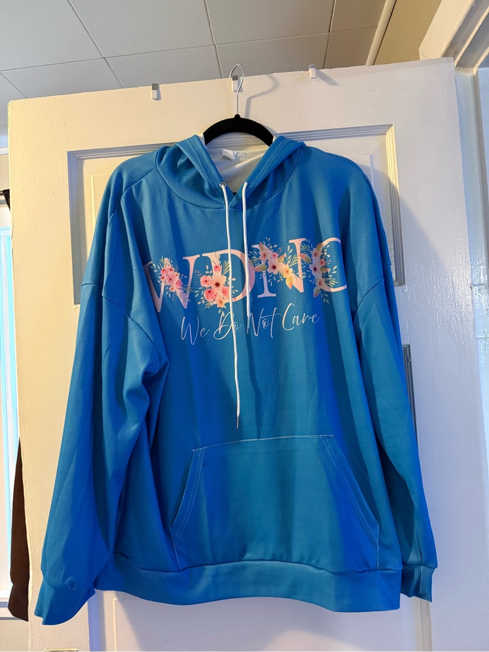 WDNC Club Merch -Blue Floral Graphic Hoodie Sweatshirt - We Do Not Care